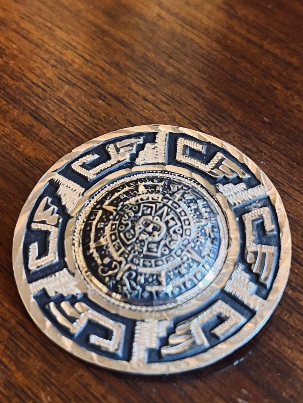 Aztec Mayan Sun Sterling Silver Pendant